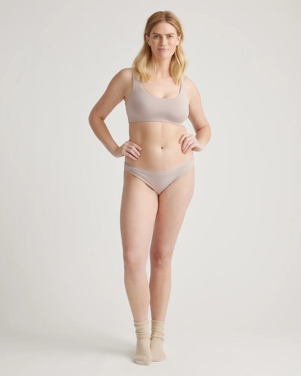 Quince Organic Cotton Bikini Underwear 4-Pack XS Nude/Beige NEW Soft Stretch